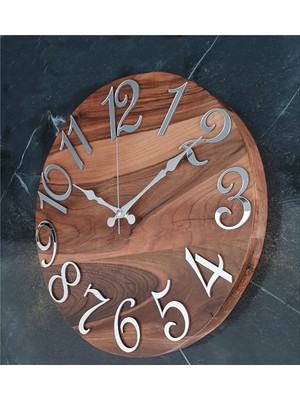 Markakanvas Doğal Ahşap Masif Ceviz Ağacı Duvar Saati    40  cm