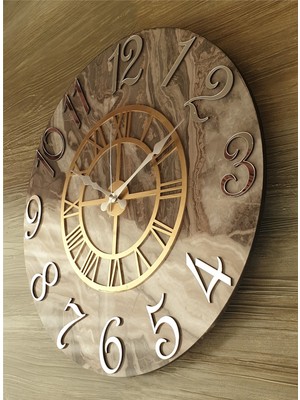 Markakanvas Mermer Desenli ayna Rakamlı Duvar Saati     50 x 80  cm