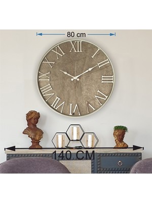 Markakanvas Gri Metal Kasalı Mermer Desenli Ayna Rakamlı Duvar Saati      50 x 80 cm