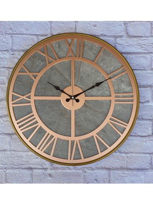 Markakanvas Altın(Gold) Renk Metal Kasalı Mermer Desenli Duvar Saati Çap 50 - 80 cm
