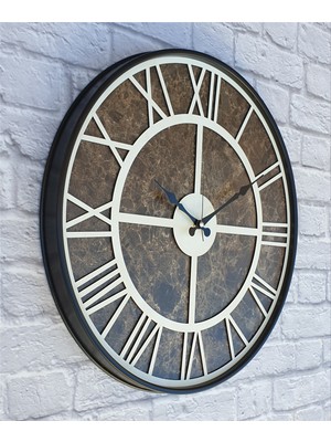 Markakanvas Siyah Metal Kasalı Mermer Desenli Duvar Saati  50 x 80  cm