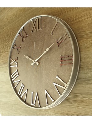 Markakanvas Gri Metal Kasalı Mermer Desenli Ayna Rakamlı Duvar Saati      50 x 80 cm