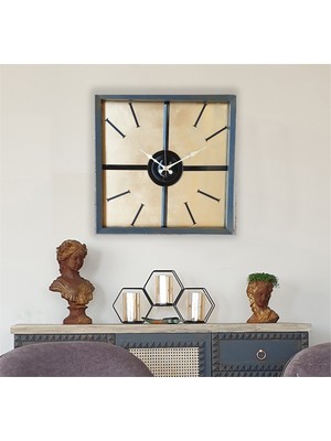 Markakanvas Ahşap metal Altın Gold Renkli Duvar Saati 50 x 50 cm