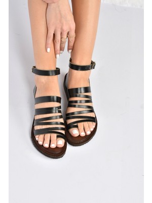 Fox Shoes Siyah Hakiki Deri Kadın Sandalet K374680403