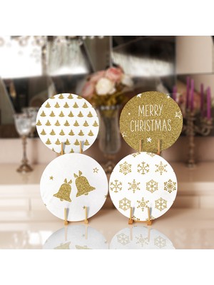 Real Homes 4'lü Mery Christmas Motifli Servis Altlığı & Supla