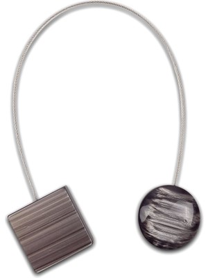 Alesta Home Döküm Yuvarlak Mıknatıslı Perde Tutucu Magnet 6x15cm - Siyah, Tek Ebat
