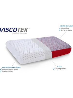 Viscotex 70 x 40 x 12 cm Boyun Destekli - Kılıflı Ekstra %100 Pamuk Taşıma Çantalı Yastık