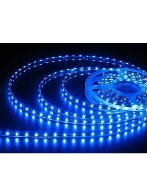 Filonline 5050 Şerit LED 12V 1A 60 LED  3 Çip Silikonsuz Mavi 5 Metre Şerit LED