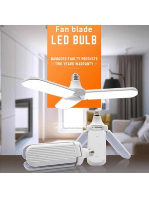 Filonline LED Ampul 45W 220V E27 Duylu Katlanabilir Üç Yapraklı Fan Blade LED Ampul Fan Blade LED Blub