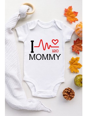Limon Unisex Bebek Beyaz I Love Mammy 120 Desenli Kısa Kol Body