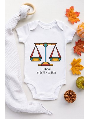 Limon Terazi Burcu Desenli Kısa Kol Body