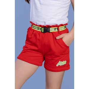 Toontoy Kids Toontoy Kız Çocuk Beli Lastikli Kemer Detaylı Iki Yanı Cepli Şort