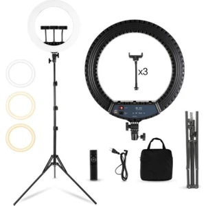 Youtuber Işığı Ring Light 45CM Çap Tiktok LED Çantalı ve Kumandalı 3 Telefon Tutucu Makyaj Güzellik 18INÇ