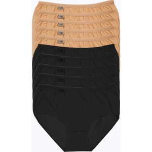 Kadın Siyah Ten 10 Lu Paket Likralı Bato Külot