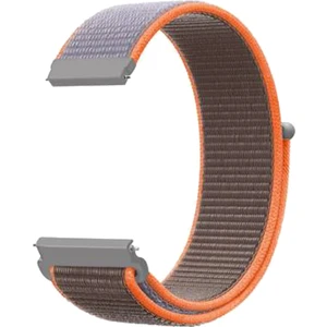 A+ Unisex 22MM Dokuma Saat Kordonu Kayış Haki-Turuncu