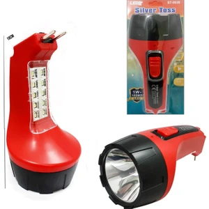 Silver Toss El Feneri Şarjlı 1W+10SMD LED ST-9938