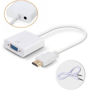 HDMI To VGA Ses Çıkışlı Kablo Çevirici Dönüştürücü Adaptör