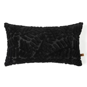 Bohem Özel Tasarım Punch Panç Desen Dikdörtgen Dekoratif Kırlent Kılıfı Forest Siyah