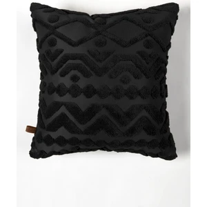 Bohem Özel Tasarım Punch Panç Desen Kare Dekoratif Kırlent Kılıfı Letta Siyah