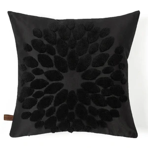 Bohem Özel Tasarım Punch Panç Desen Kare Dekoratif Kırlent Kılıfı Flower Siyah