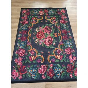 Çam Halı Gloria TD732 Siyah Karabağ Desen Dokuma Saçaklı Kilim