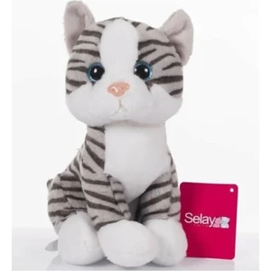 Selay Oyuncak Gri Peluş Kedi 28CM