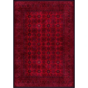 Çam Halı Gloria TD410 Bordo Afgan Desen Dokuma Saçaklı Kilim