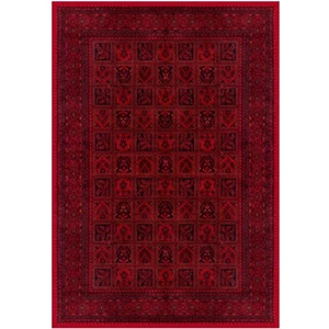 Çam Halı Gloria TD720 Bordo Afgan Desen Dokuma Saçaklı Kilim