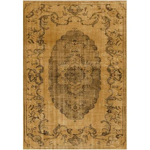 Çam Halı Gloria TD13104 Sarı Vintage Eskitme Desen Dokuma Saçaklı Kilim