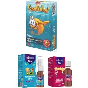 Çocuk Vitamin SET-B12 Vitamini 5 ml Sprey+D3 Vitamini 20 ml Damla+Easy Fishoil Omega 3 30 Jel Tablet