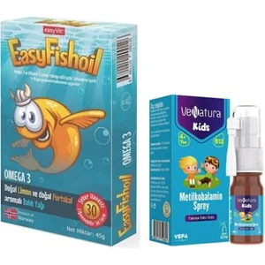 Çocuklar Için Set- Omega 3 Balık Yağı 30 Çiğnenebilir Jel Form + Venatura B12 Vitamini 5 ml Sprey