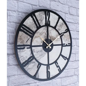 Mermer Desenli  Duvar Saati  Çap 50 Cm-Çap 80 cm