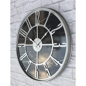 Gri  Metal Kasalı Mermer Desenli  Duvar Saati  ( Çap 50 cm -Çap 80 cm )