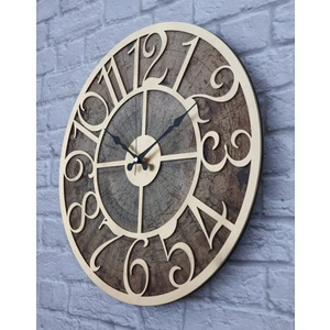 Eski Dünya Haritalı Duvar Saati    50 x 80  cm