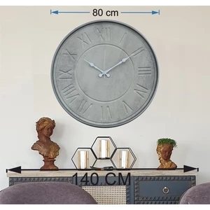 Metal Kasalı Beton Renkli Duvar Saati     50 x 80  cm
