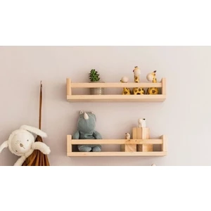 Ahşap Montessori Kitaplık Raf Bebek Çocuk Odası 2li Raf