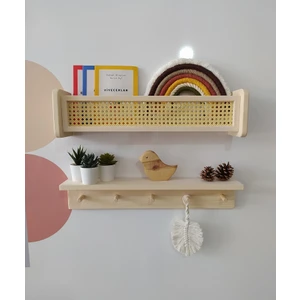 Hazeranlı Ahşap Raf & Ahşap Askılı Raf Ikili Raf 60CM