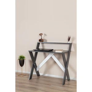 Home X Ayaklı Raflı Ders Çalışma Masası 50x90 cm Antrasit
