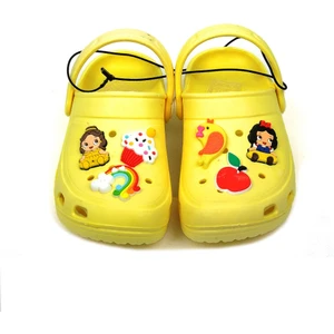 Crocs Tarz Model Sandalet Terlik Prenses Gökkuşağı Süslü Sarı