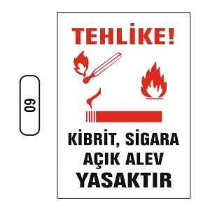Tehlike Kibrit Sigara Açık Alev Yasaktır Uyarı Ikaz Levhası