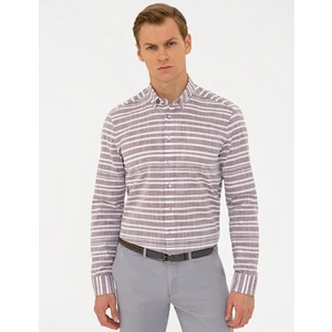 Pierre Cardin Erkek Kahverengi Slim Fit Uzun Kollu Gömlek 50240464-VR029
