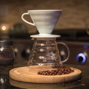 Grossberg Coffee Barista SETV60-02 Dripper ve Cam Sürahi Set - Beyaz