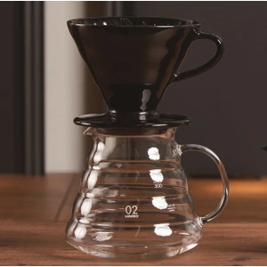 Grossberg Coffee Barista Set V60 Seramik Dripper V60 Uyumlu Cam Kahve Sürahisi - Siyah