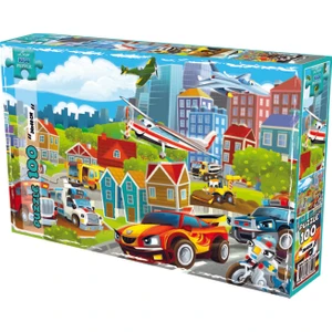 Laço Kids Şehirdeki Taşıtlar 100 Parça Kutu Puzzle