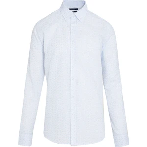 Erkek Mavi Baskılı Slim Fit Gömlek