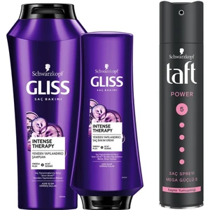 Glıss Intense Therapy Şampuan 500 Ml + Saç Kremi 360 Ml + Taft Power Kaşmir Saç Spreyi 250 Ml