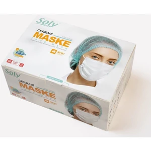 Soly Lastikli Maske Nonwoven Üç Katlı Kumaş Beyaz 50 Adet