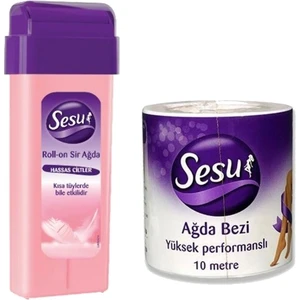 Roll-On Kartuş Ağda Hassas Ciltler 100ML + Sesu Ağda Bezi 10 Metre