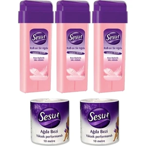 Roll-On Kartuş Ağda Hassas Ciltler 3X100ML + Sesu Ağda Bezi 2X10 Metre
