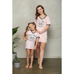 L30015 Collage Dress Pembe Elbise. Anne ve Kız Ayrı Satılır .kombın Yapılabılır